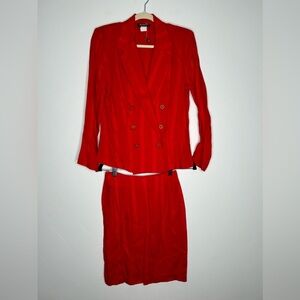 Vintage Sauci Red Stripe Skirt Suit Set Size Med Blazer Size 3 Skirt Office 90's